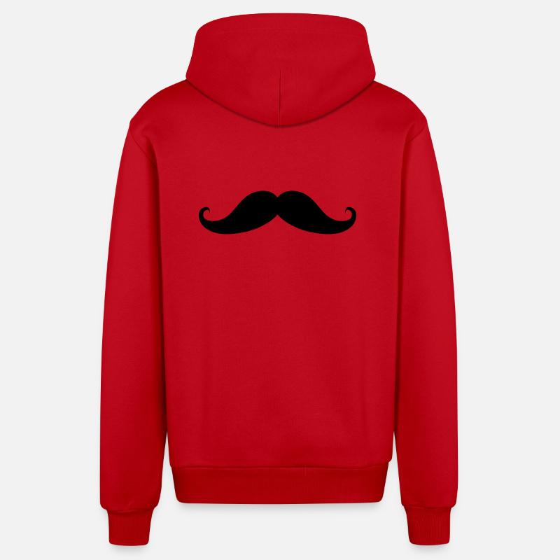 moustache - Veste à capuche bio décontractée fabriquée en UE - rouge