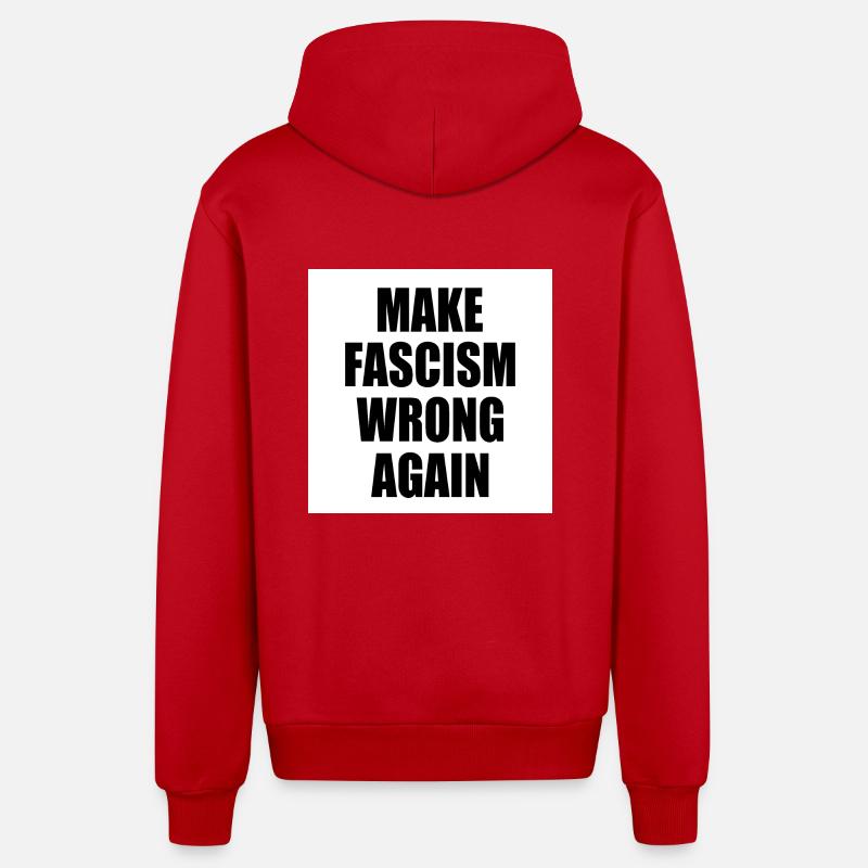 make fascism wrong again - Organic Relaxed Hooded Jacket Made in EU - red