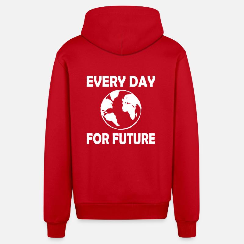 Every day for future - Organic Relaxed Kapuzenjacke Made in EU - Rot