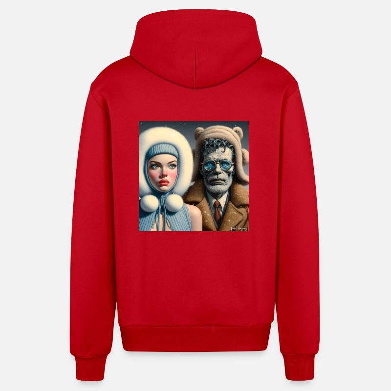 froid! - Veste à capuche bio décontractée fabriquée en UE - rouge
