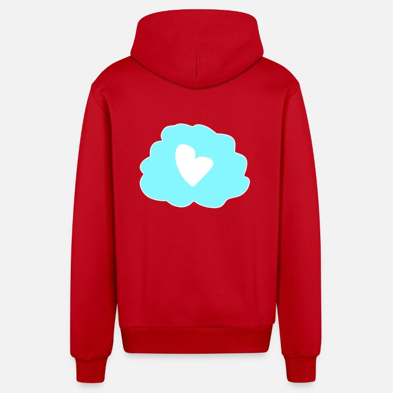 Cloud Thinking Heart Icon - Organic Relaxed Hooded Jacket Made in EU - red