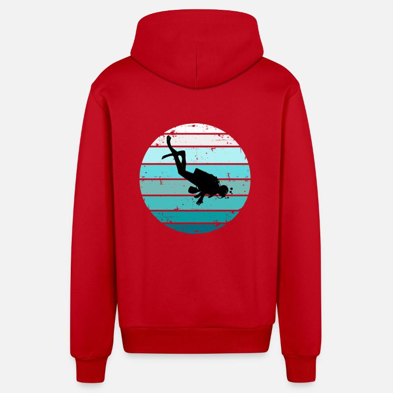 Plongée Rétro Sunset Diver - Veste à capuche bio décontractée fabriquée en UE - rouge