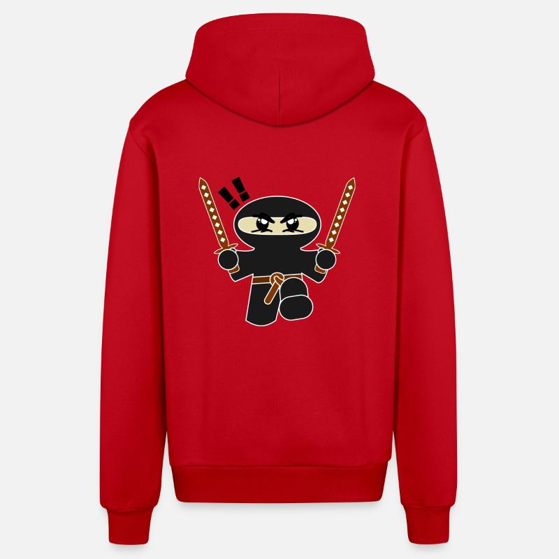 Petit Ninja Noir - Veste à capuche bio décontractée fabriquée en UE - rouge