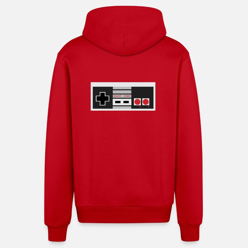 nes Controller - Organic Relaxed Kapuzenjacke Made in EU - Rot