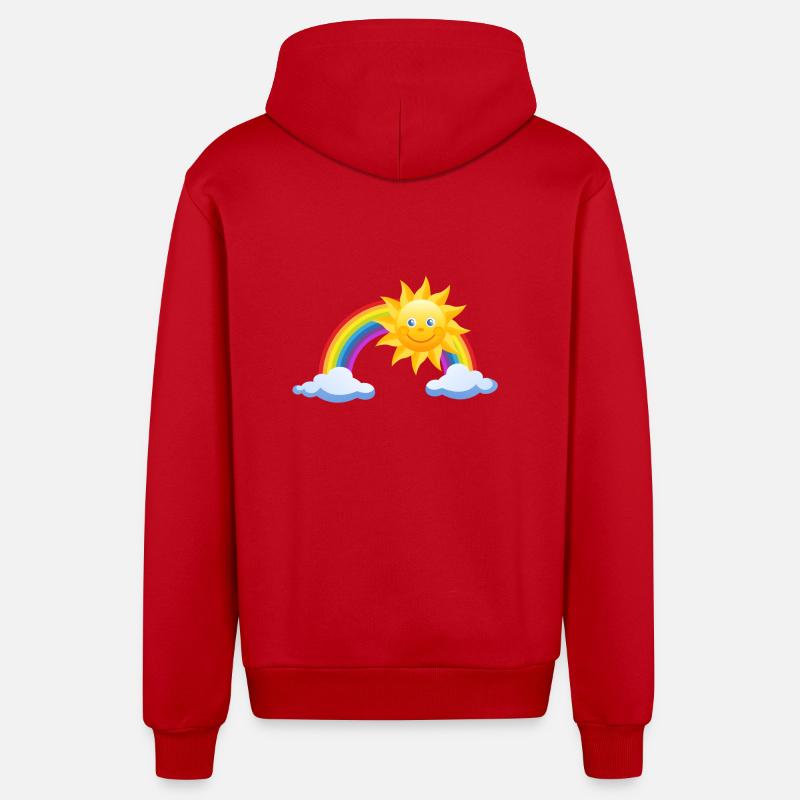 arc-en-soleil comme un cadeau - Veste à capuche bio décontractée fabriquée en UE - rouge