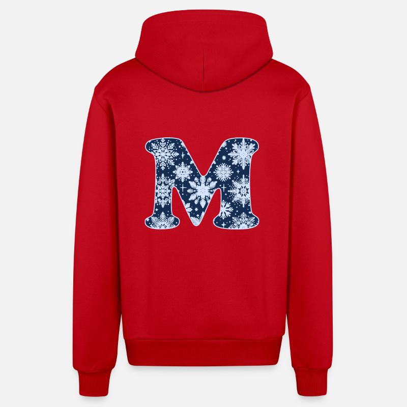 Buchstabe M Schneeflocken - Organic Relaxed Kapuzenjacke Made in EU - Rot