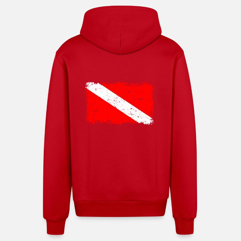 Drapeau de plongeur - Veste à capuche bio décontractée fabriquée en UE - rouge