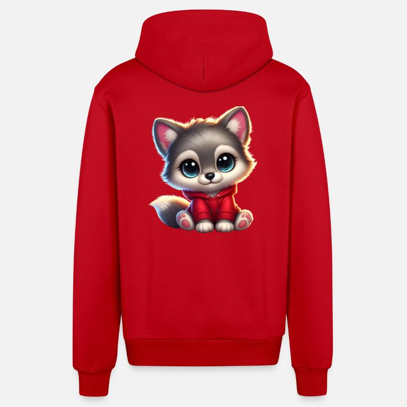 wolf 8 - Veste à capuche bio décontractée fabriquée en UE - rouge