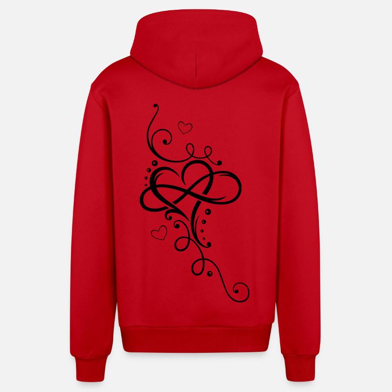 Herz, Unendlichkeit, heart, infinity - Veste à capuche bio décontractée fabriquée en UE - rouge