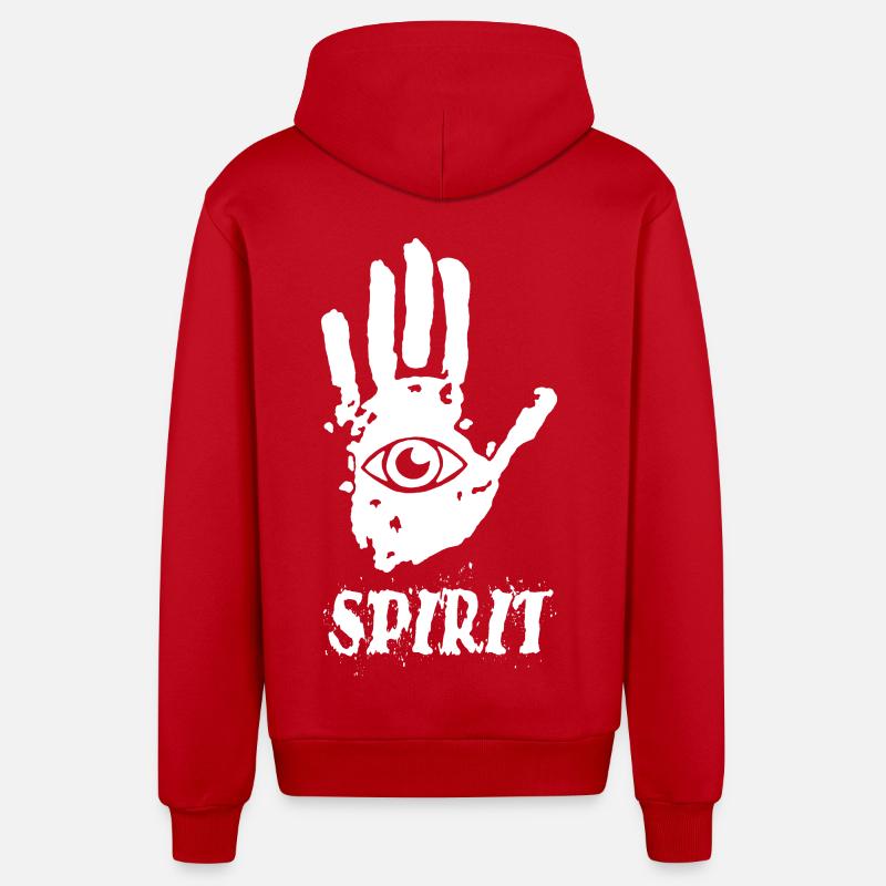 Trace de main yoga - Veste à capuche bio décontractée fabriquée en UE - rouge