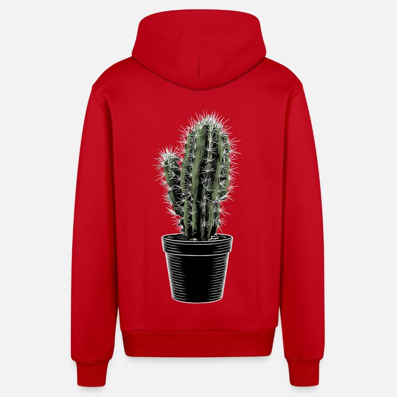 Cactus dans un pot noir - Veste à capuche bio décontractée fabriquée en UE - rouge