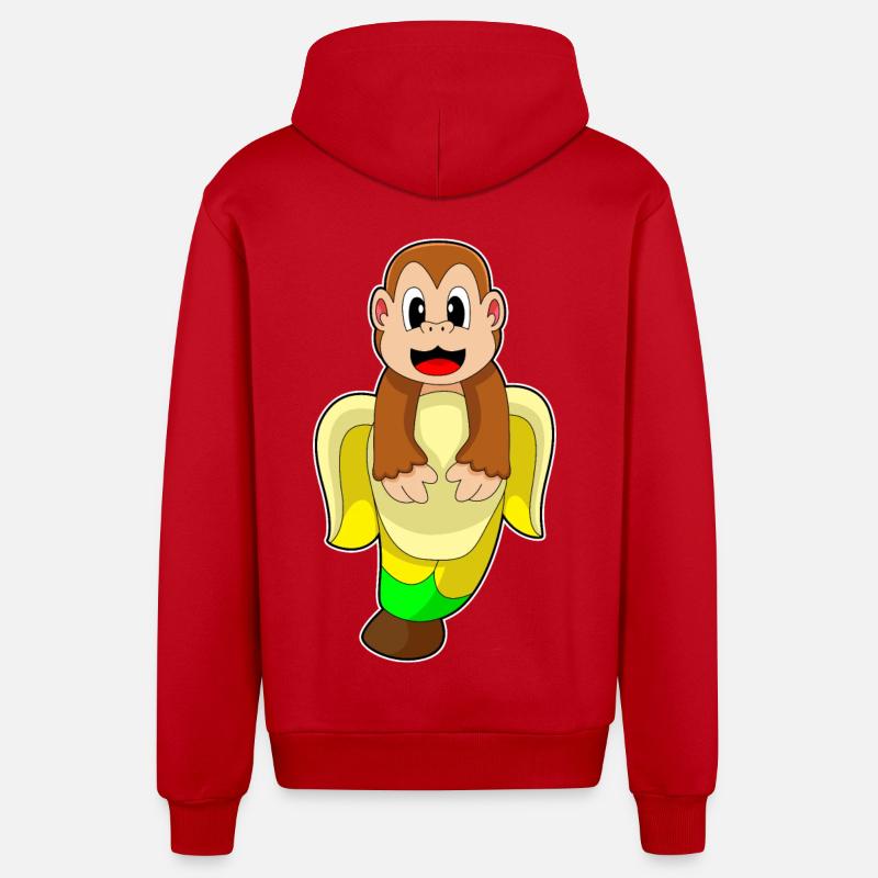 Singe Banane - Veste à capuche bio décontractée fabriquée en UE - rouge