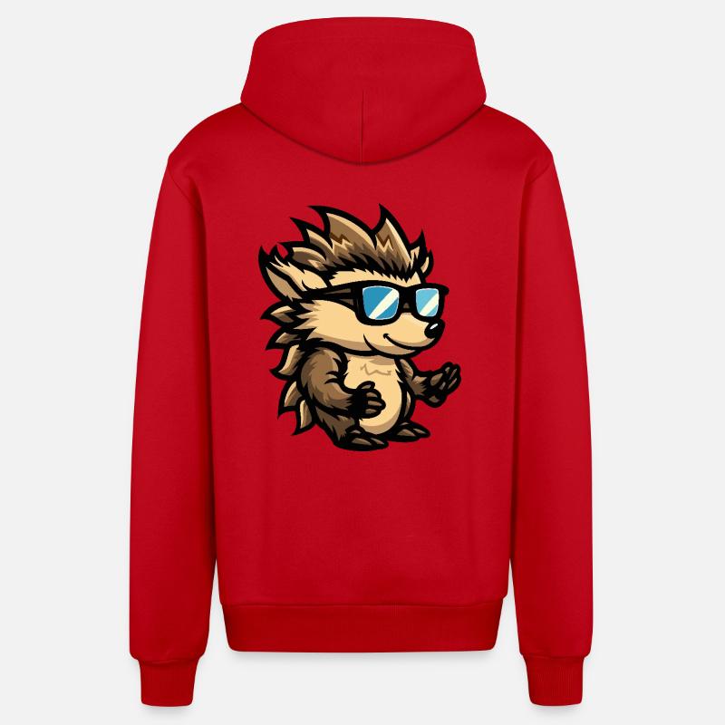 hérisson bande dessinée cool - Veste à capuche bio décontractée fabriquée en UE - rouge