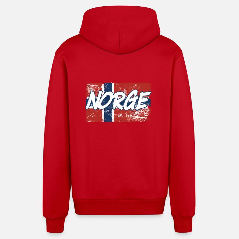 conception Norge - Veste à capuche bio décontractée fabriquée en UE - rouge
