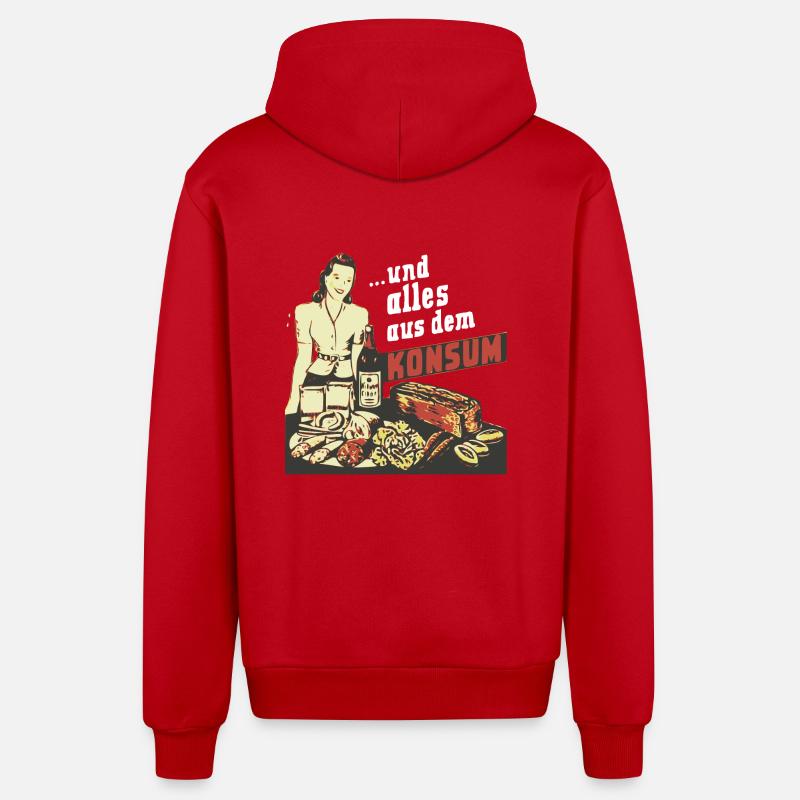 ... and everything from consumption - Organic Relaxed Hooded Jacket Made in EU - red