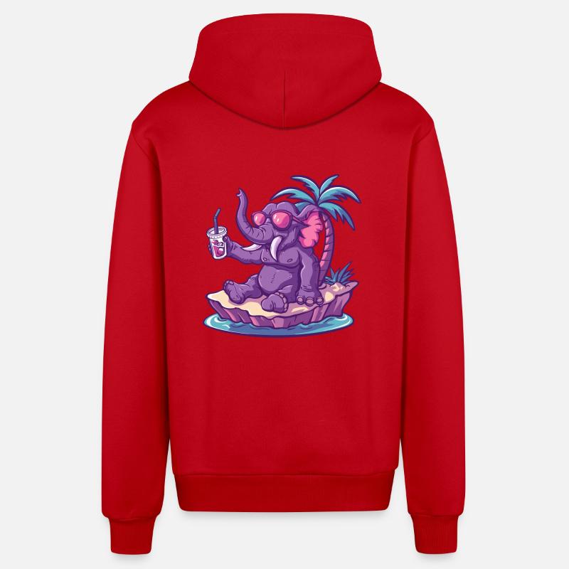 Mammoth Summer Beach Comic - Organic Relaxed Hooded Jacket Made in EU - red