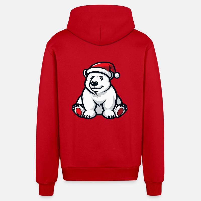 Noël de l’ours polaire - Veste à capuche bio décontractée fabriquée en UE - rouge