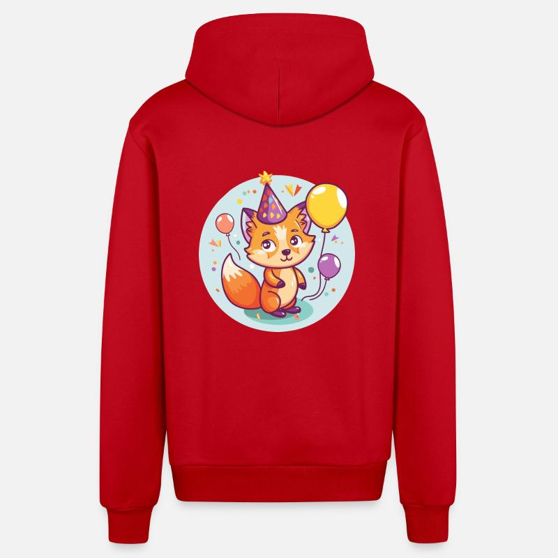 Bande dessinée d’anniversaire Fox - Veste à capuche bio décontractée fabriquée en UE - rouge