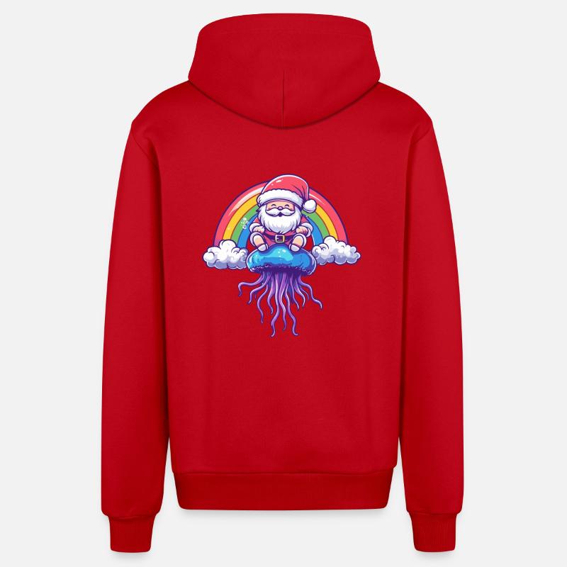 Méduse Père Noël Arc-en-ciel - Veste à capuche bio décontractée fabriquée en UE - rouge