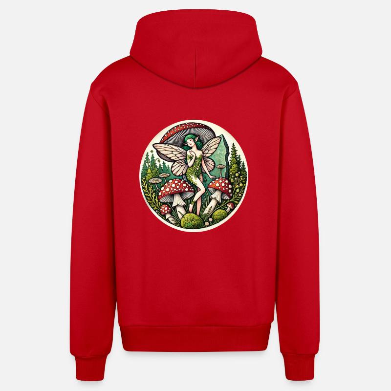 Fée champignon - Veste à capuche bio décontractée fabriquée en UE - rouge
