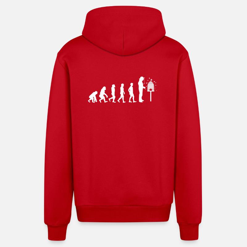 T-Shirt Geschenk - Imker Evolution - Organic Relaxed Kapuzenjacke Made in EU - Rot