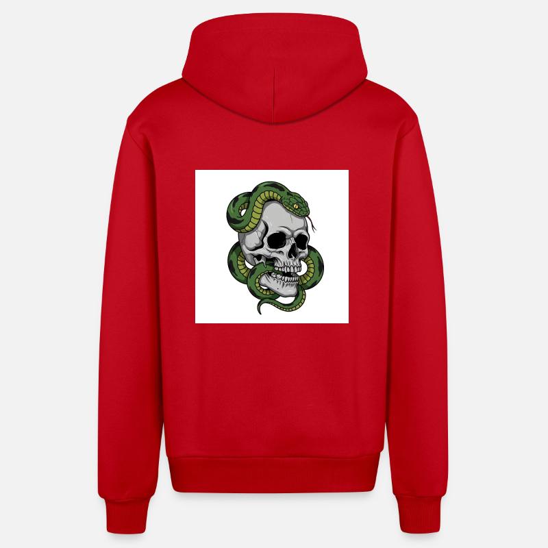 Schädel & Schlange – Symbol des Todes - Organic Relaxed Kapuzenjacke Made in EU - Rot