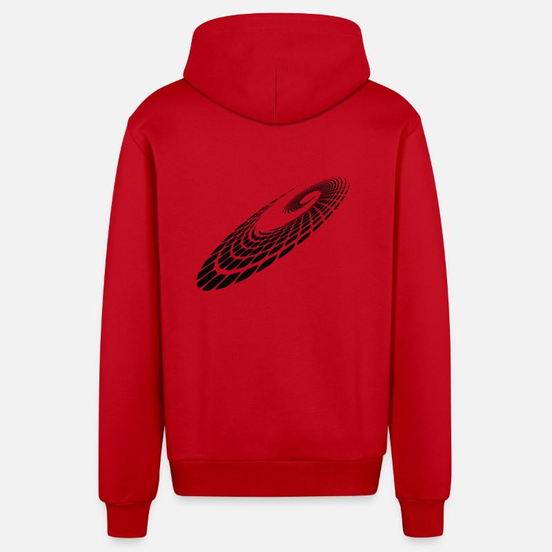 Geometric Circle Spiral Lines Points - Organic Relaxed Hooded Jacket Made in EU - red