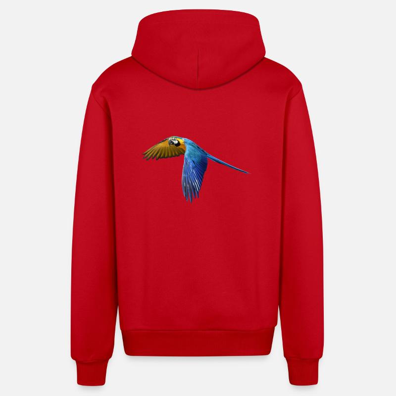perroquet perroquet oiseau vogel2 - Veste à capuche bio décontractée fabriquée en UE - rouge