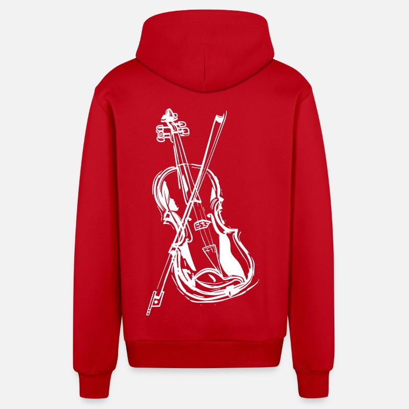 Dessin de violon - Veste à capuche bio décontractée fabriquée en UE - rouge