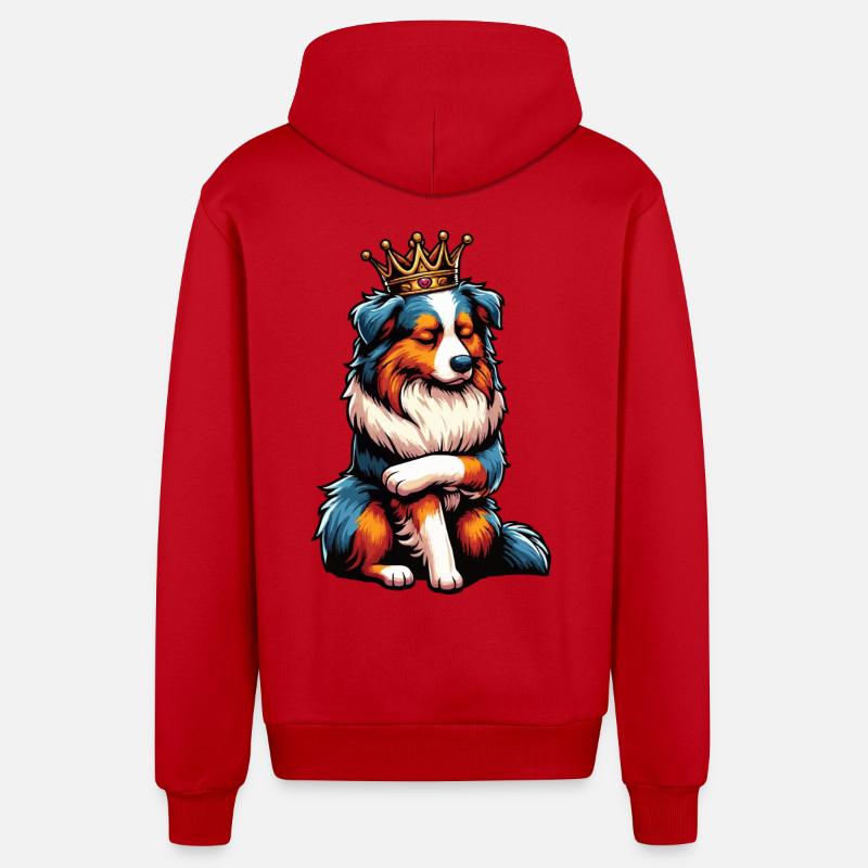 Berger australien Aussie Aussie Propriétaires Aussies - Veste à capuche bio décontractée fabriquée en UE - rouge