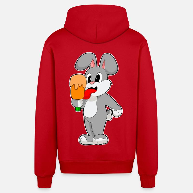 Popsicle de lapin - Veste à capuche bio décontractée fabriquée en UE - rouge
