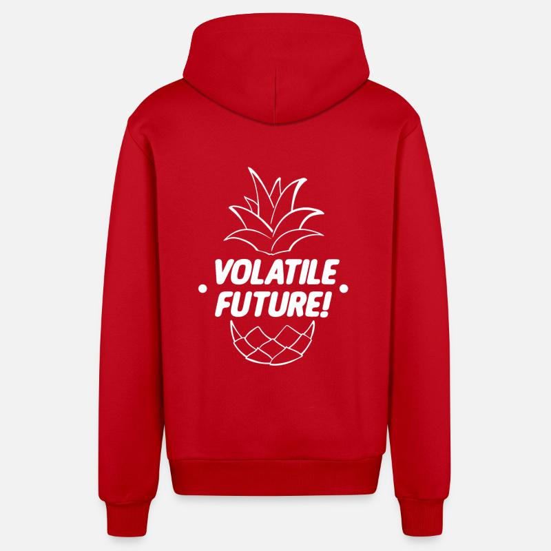 VOLATILE FUTURE! White - Veste à capuche bio décontractée fabriquée en UE - rouge