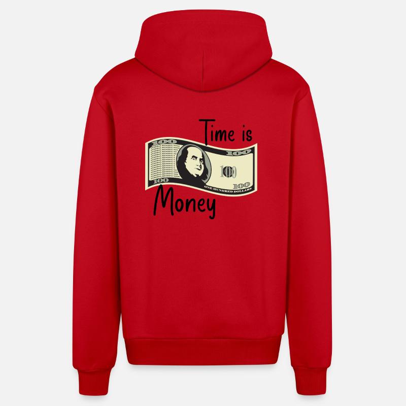 Le temps, c’est de l’argent - Veste à capuche bio décontractée fabriquée en UE - rouge