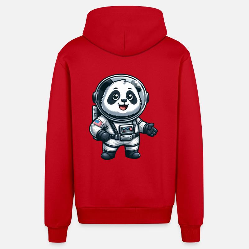 Panda astronaut in space - Organic Relaxed Hooded Jacket Made in EU - red