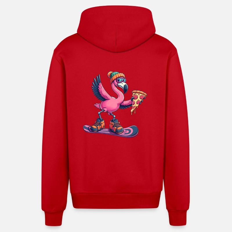 Flamingo Snowboard Pizza Hiver - Veste à capuche bio décontractée fabriquée en UE - rouge