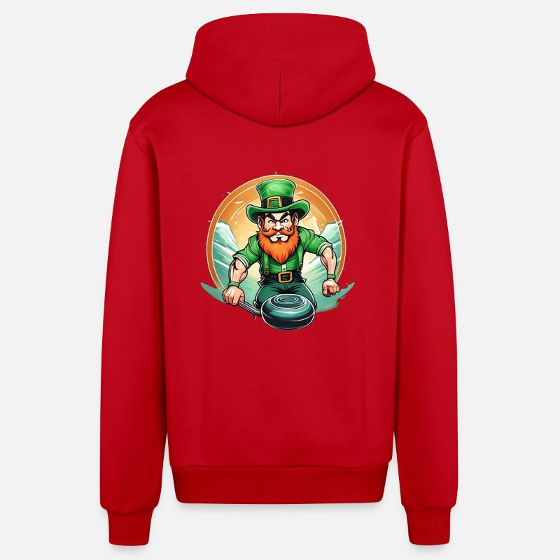 Curling Trèfle de la Saint-Patrick - Veste à capuche bio décontractée fabriquée en UE - rouge