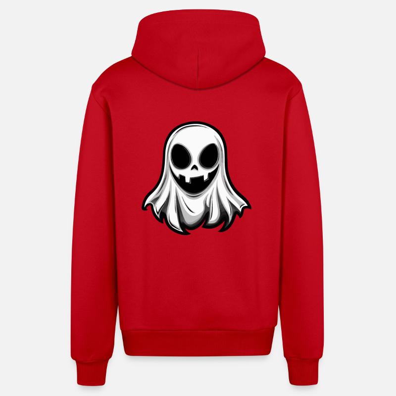 Ghost Halloween Comic - Organic Relaxed Hooded Jacket Made in EU - red