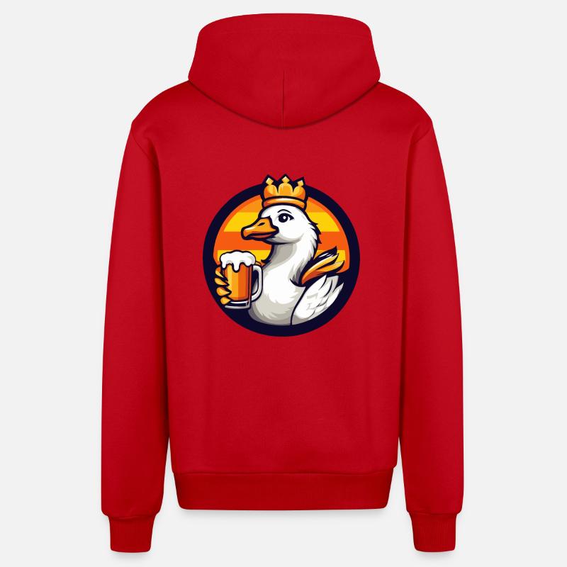 Gans Bier Comic - Organic Relaxed Kapuzenjacke Made in EU - Rot