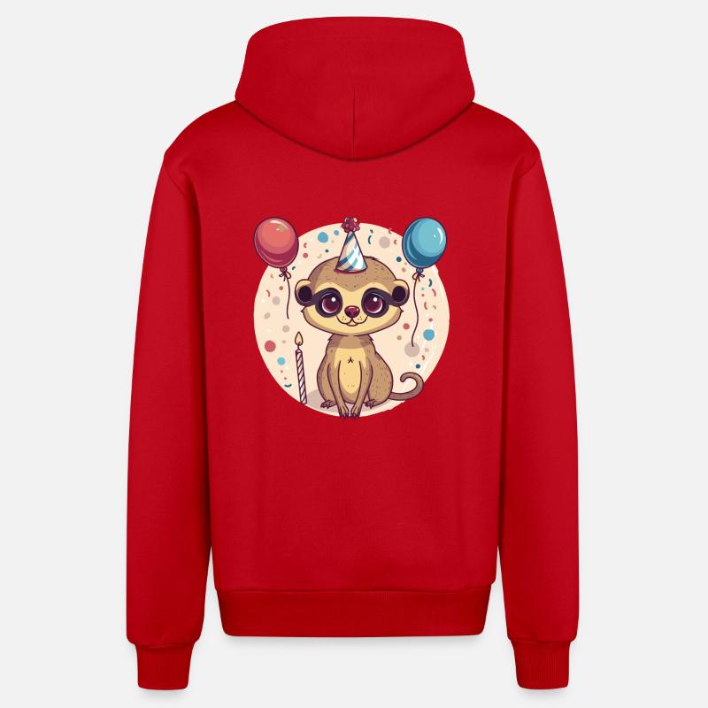 Suricate Anniversaire Bébé - Veste à capuche bio décontractée fabriquée en UE - rouge