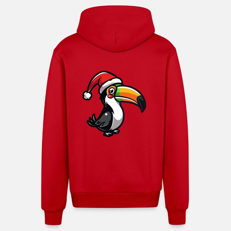 Toucan oiseau Noël - Veste à capuche bio décontractée fabriquée en UE - rouge
