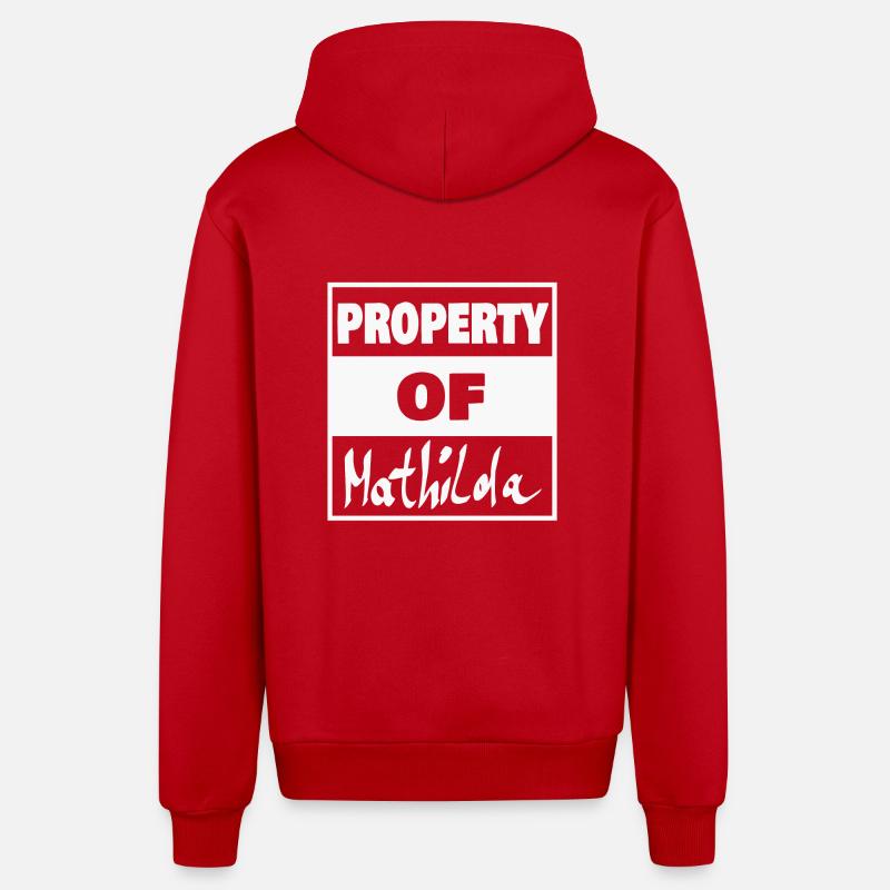 First name Mathilda - Organic Relaxed Hooded Jacket Made in EU - red