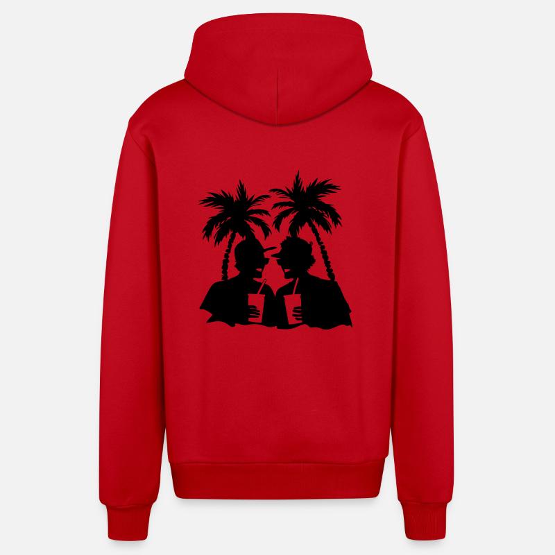 Palmiers de fête - Veste à capuche bio décontractée fabriquée en UE - rouge