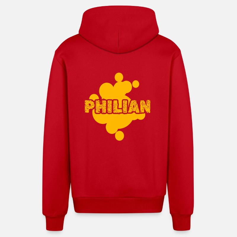 Cadeau pour Philian - Veste à capuche bio décontractée fabriquée en UE - rouge