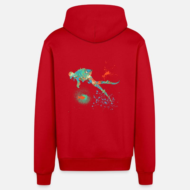 plongée e 4 - Veste à capuche bio décontractée fabriquée en UE - rouge