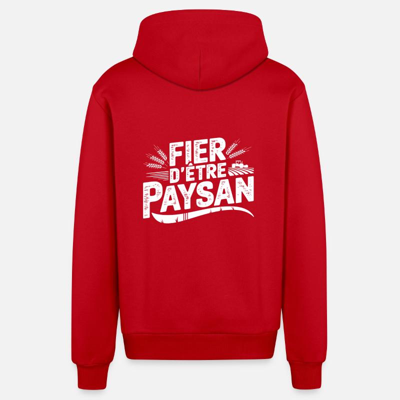 Paysan et fier - Veste à capuche bio décontractée fabriquée en UE - rouge