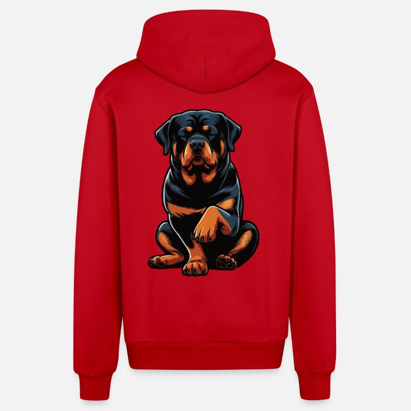 Rottweiler Propriétaire de Rottweiler Lovers - Veste à capuche bio décontractée fabriquée en UE - rouge