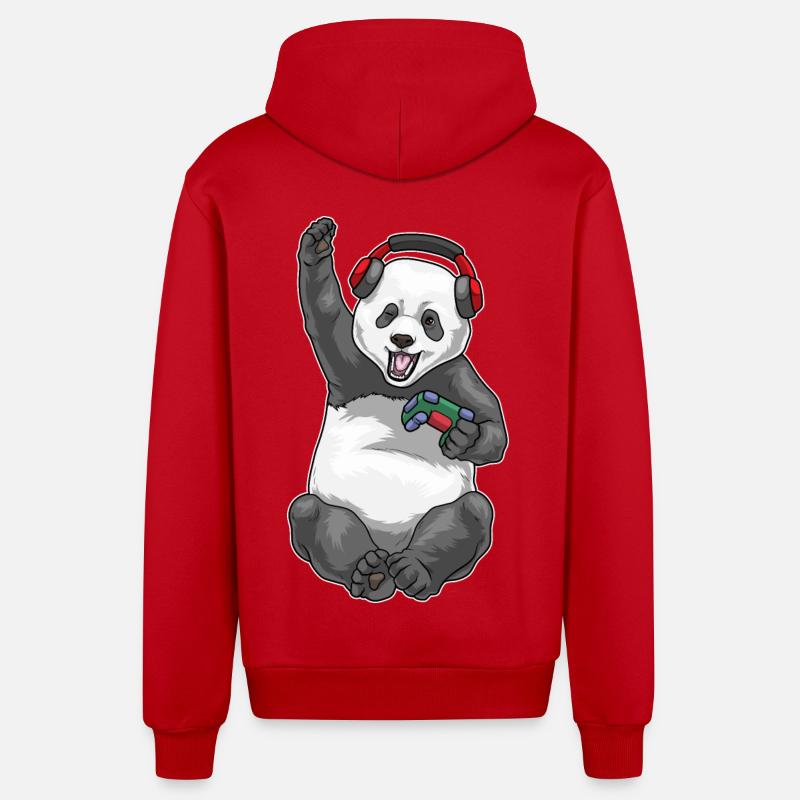 Manette Panda Gamer - Veste à capuche bio décontractée fabriquée en UE - rouge