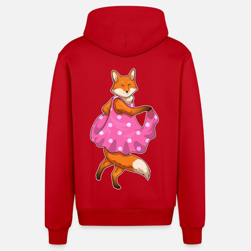 Robe à pois Fox - Veste à capuche bio décontractée fabriquée en UE - rouge