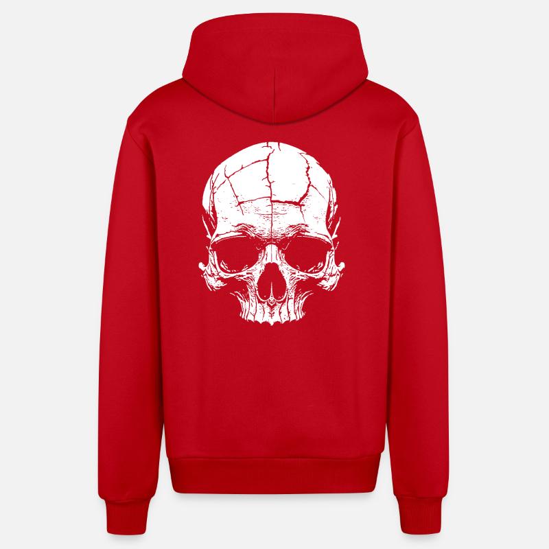 Totenkopf Crâne Schädel - Veste à capuche bio décontractée fabriquée en UE - rouge