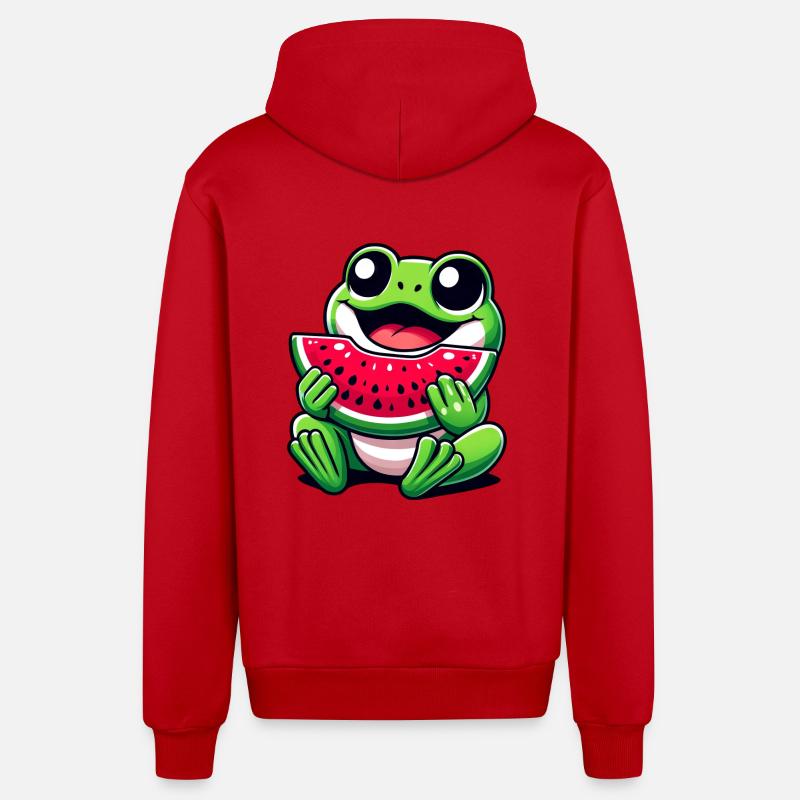 Grenouille Pastèque Fruité Drôle - Veste à capuche bio décontractée fabriquée en UE - rouge